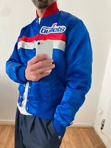 ¡Loco! Chaqueta de iniciación satinada de baloncesto de la NBA Washington Bullets de colección de los 80 pequeña - Imagen 1 de 12