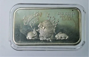 1973 Easter bunnies egg vintage 1 oz .999 silver bar in capsule- - Picture 1 of 3