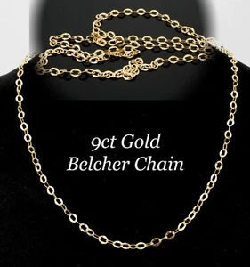 Lovely TJC Italian Hallmarked 9ct Yellow Gold Belcher Chain Necklace NWT 19" - Picture 1 of 6