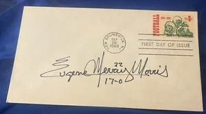 EUGENE MERCURY MORRIS "MIAMI DELPHINS 22" FIRMATO AUTOGRAFO CALCIO 1969 FDC - Foto 1 di 2