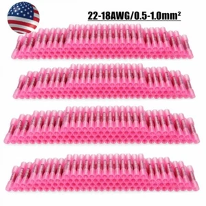 1000PCS Heat Shrink Wire Connectors Red 22-16 AWG Butt Seal Terminals Waterproof - Picture 1 of 10