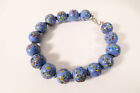 Schönes Collier große blaue aparte Glasperlen Indien FO53 African Trade beads