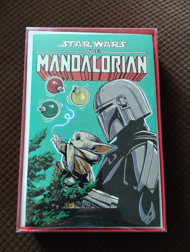 American Greetings Star Wars MANDALORIAN EL NIÑO Tarjetas de Navidad Paquete de 12 NUEVO Foto 1 de 1