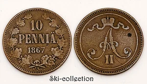 10 Pennia 1867. Finlande. Empire Russian, Alexander II° .Copper - Picture 1 of 1