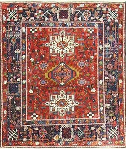  Alfombra antigua Karaja Heriz, 4' x 4'6" tribal, #17304 - Imagen 1 de 11