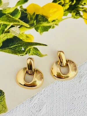 Pendientes Givenchy Vintage Logo 4G Monograma Puerta Ovalada Golpe Aro Gota Perforado, Foto 1 de 4