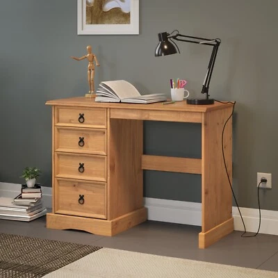 Corona Dressing Table Desk 4 Drawer Dresser Solid Pine by Mercers Furniture® - Image 1 of 4