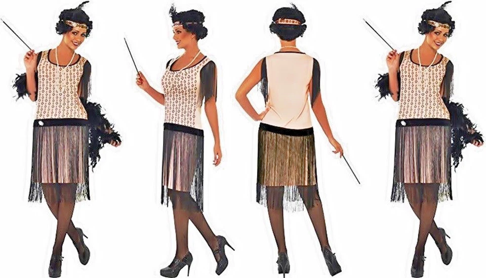 Vestido Disfraz Coco Flapper Para Mujer Años 20 4 Piezas Completo con Todo NUEVO Foto 1 de 2