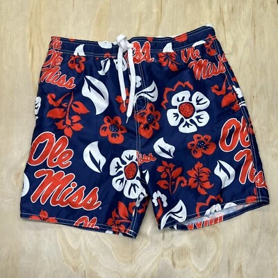 NUEVO XL Bañador Ole Miss Rebels Wes Willy Floral Voleibol Logo Azul Foto 1 de 4