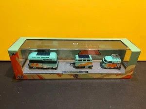 1/64 M2 3 CAR SET 1959 VOLKSWAGEN DOUBLE CAB CAMPER & 1960 VW DELIVERY & TRAILER - Picture 1 of 6