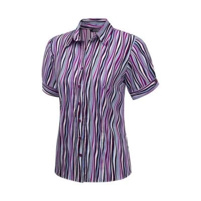Womens Work Shirt - Vortex Amelie Short Sleeved Printed Blouse - [GF46]