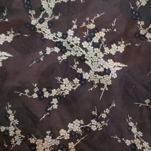 Brown Chinese Satin Plum Blossom Brocade 54" wide By the 1/2 yard - Picture 1 of 2