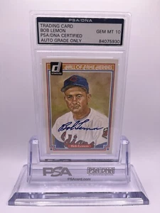 PSA/DNA GEM MINT 10 Auto Bob Lemon Donruss Signed Trading Card - Picture 1 of 2