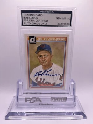 PSA/DNA GEM MINT 10 Auto Bob Lemon Donruss Signed Trading Card - Image 1 of 2