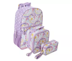 Juego de 3 piezas mochila escolar para niñas con bolsa de almuerzo púrpura margarita NUEVO Wonder Nation - Imagen 1 de 5
