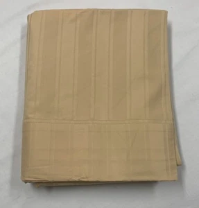 Vintage DAMASK Stripe Golden Tan 100% Cotton Queen Flat Sheet - Picture 1 of 5