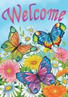 Decorative Garden Flag-12.5 in.x18 in. Welcome. Colorful Butterflies & Daisies