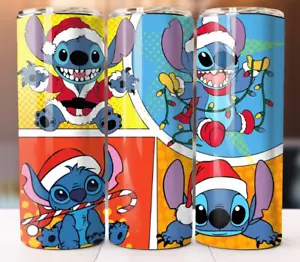 Stitch Christmas 3D Puff Custom Tumbler 20oz Skinny Cup Mug Stainless Steel - Picture 1 of 2
