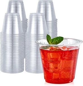 50 Pack 9 Ounce Plastic Party Cups, Disposable 9oz Plastic Wine Cups Plastic - Picture 1 of 7