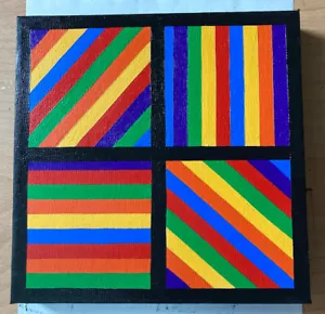 Abstract Geometric Colourful Oil Painting - Signed - Picture 1 of 8