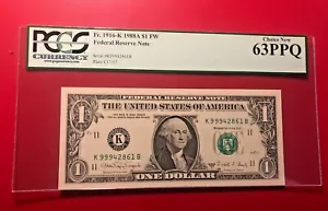FR 1916K 1988A FW FEDERAL RESERVE NOTE PCGS CURRENCY 63PPQ CHOICE NEW - Picture 1 of 2