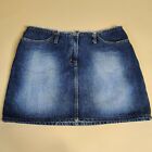 Vintage Rifle Blue Faded Denim Jean Mini Skirt Size 12-14 Y2k Retro Raw Detail