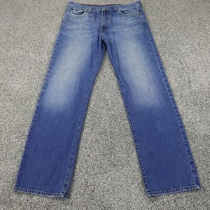 VTG Lucky Brand Jeans Mens 36X32 Dark Blue Denim Pants Straight Faded 90s Y2K - Picture 1 of 18
