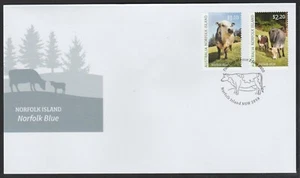 NORFOLK Island - 2020 NORFOLK BLUE Cattle - Bull & Cow and Calf design set FDC  - Picture 1 of 1