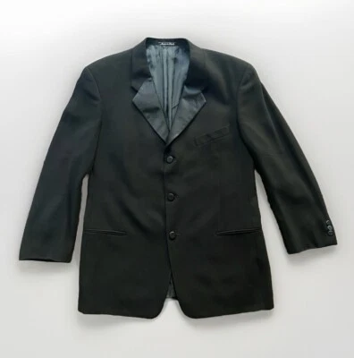 Chaqueta Esmoquin Vintage Giorgio Armani 41R Hecha en Italia Negra Lana Virgen 3Btn Foto 1 de 4