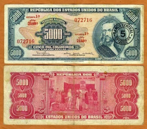 Brasilien 5 Cruzeiros auf 5000 Cruzeiros ND (1966-1967) P-188b F - Bild 1 von 1