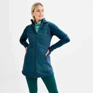 Tek Gear Damen blau Buntstift Kapuze lange Mixed Media Jacke (WT33A206PS) Größe 1X - Bild 1 von 6