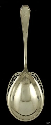 Vintage Dominick Haff Queen Anne 1910 Sterling Silver Berry Serving Spoon Cover
