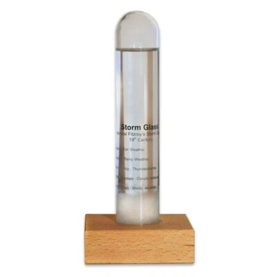 Sturmglas mit Sockel aus Buchenholz Transparent 3 x 4.3 x 20.9 cm - Bild 1 von 4