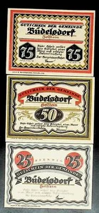 1921 Alemania BUDELSDORF 25 50 75 Fennig billete/dinero de emergencia - Imagen 1 de 2