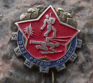 Antique Svazarm Czechoslovak Paramilitary Army Military Exercises DZBZ Pin Badge - Picture 1 of 2