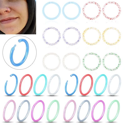 12-28 piezas anillo de tabique Bioflex nariz aro anillo cartílago Daith Tragus retenedor 20 g Foto 1 de 4