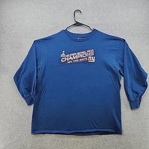 NFC NEW YORK GIANTS SUPER BOWL XLII CHAMPIONS BLUE LONG SLEEVE T SHIRT MEN 2XL - Picture 1 of 14