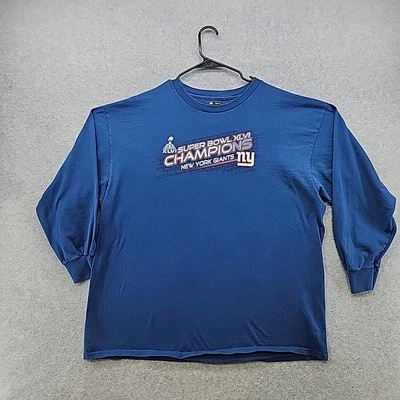 NFC NEW YORK GIANTS SUPER BOWL XLII CHAMPIONS BLUE LONG SLEEVE T SHIRT MEN 2XL - Image 1 of 4