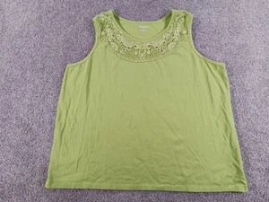 Camicia donna senza maniche Liz & Me 2X 22/24W verde misto cotone - Foto 1 di 7