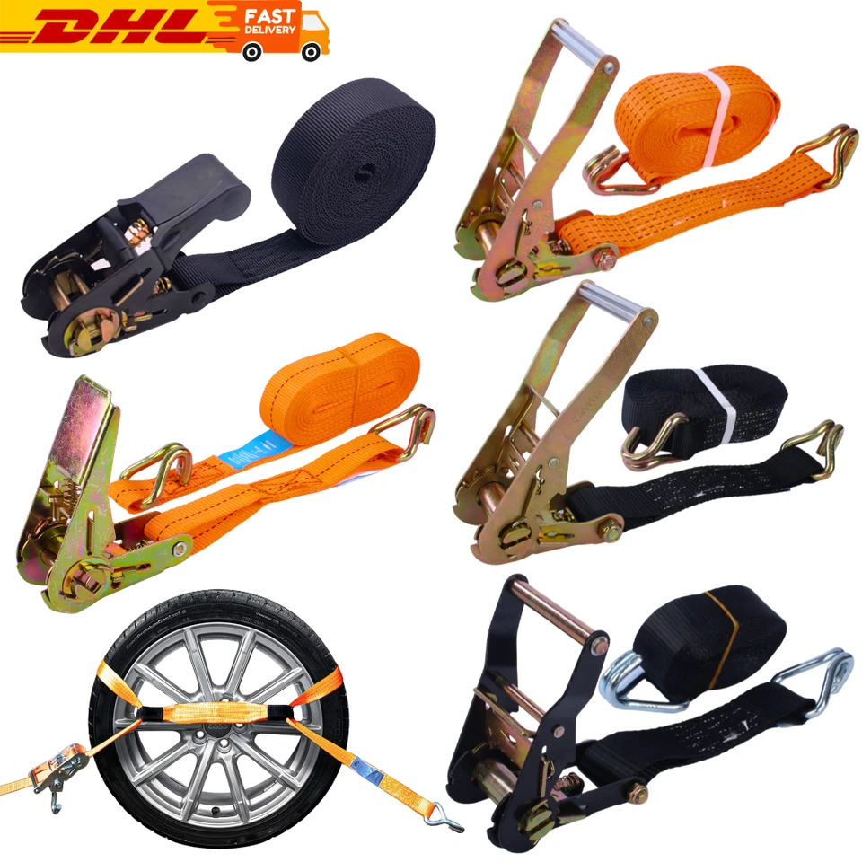 Profi Spanngurt mit Ratsche | 3–10m | 25–50mm | 0,8–5T | Schwarz | Orange - Bild 1 von 1