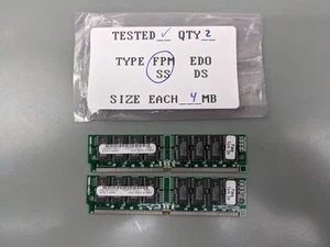 (2) HP 4MB FPM SIMMs, 72-pin RAM Memory Sticks (8MB Total) 1818-5624 - Picture 1 of 3
