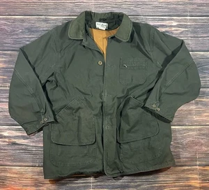 Vintage LL Bean Barn Chore Jacket Green Brown Corduroy Collar CQ93 Size XL - Picture 1 of 11