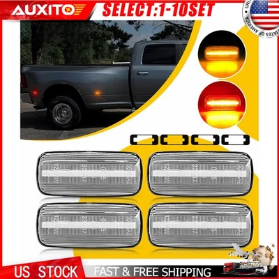 LED Side Marker Lights Clear Fit 2010-18 Dodge Ram 2500 3500 HD Dually Bed 4-20X - Image 1 of 4