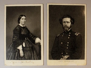 2 Cartes de Visite aus der Bürgerkriegszeit: General John Fremont & Frau Jessie Benton Fremont - Bild 1 von 3