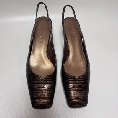 J. Renee Mujer Cobre Piel de Serpiente Textura Eslinga Espalda Bomba Puntera Cuadrada Informal 9M Foto 1 de 4