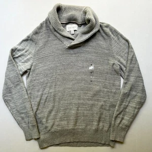Maglione uomo collo scialle sole + pietra cotone grigio medio peso medio NUOVO - Foto 1 di 5