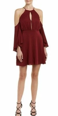 Vestido Milly Melody Hombro Frío Mezcla Seda En Burdeos Talla 4 Hecho en EE. UU. Foto 1 de 4