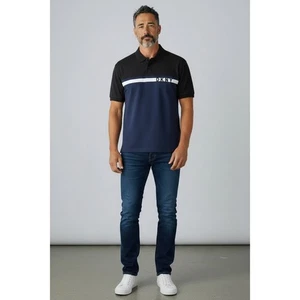 Camisa polo DKNY Transit para hombre, manga corta, azul/negro, talla M, nueva con etiquetas - Imagen 1 de 6