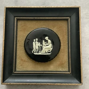 Decorative Wedgwood Style Black Neo Classical Greek Wall Art Framed Plaque 3 - Picture 1 of 4