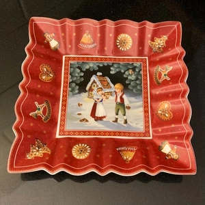 Villeroy & Boch Toy's Fantasy 9 1/4" ciotola quadrata natalizia Hansel & Gretel con etichetta - Foto 1 di 12